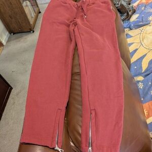 Limitato Rust Luxury Sweat Pants with Zipper Detail, Women's S